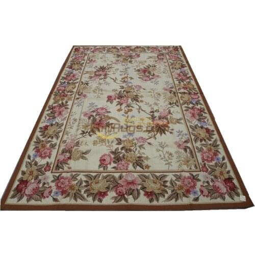 New Unique 100% Wool Hand-made Needlepoint Carpet Beautiful Perfect Aubusson Needle-point Rug Or Tapestry Needlepoint