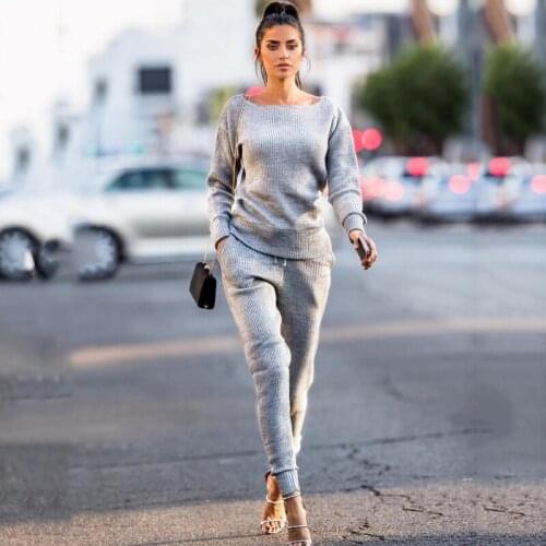 Autumn and Winter Explosions Sportswear Sweater Knit Pants Suit Casual Womens Two-piece Suit