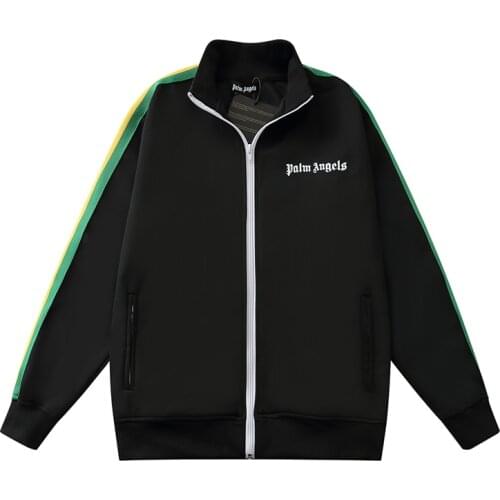 Palm Angels 22SS Letters Logo side rainbow stripes Fashion casual mens and womens zipper sports Suit high quality