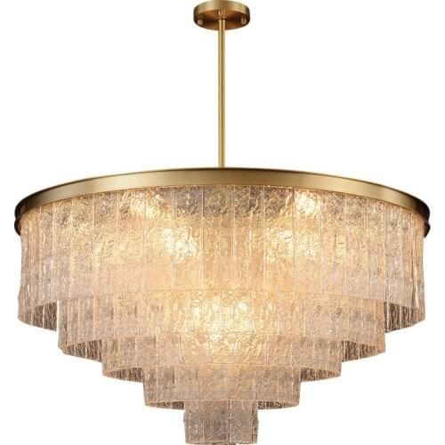 Postmodern light luxury living room dining room bedroom villa hall chandelier atmospheric staircase all copper chandelier