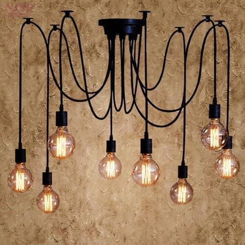 Nordic Spider Industrial Pendant Lamp E27 Loft Edison Industrial Hanging lamps Length 120cm 150cm 200cm Pendant Lights