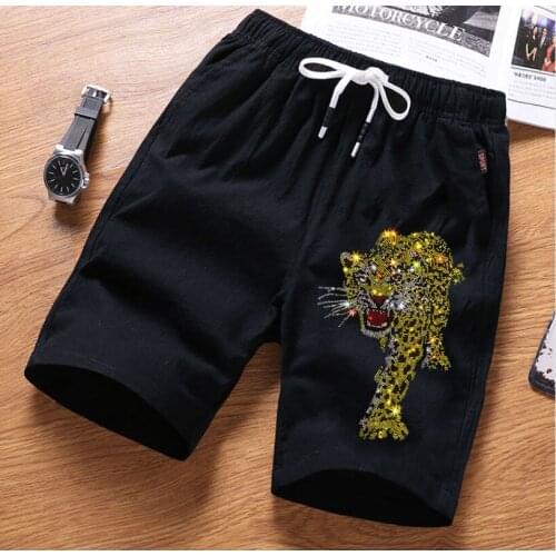 Hot drill Shorts New Shorts Men Hot Sale Summer Leisure Knee Length Shorts Color Rhinestones Joggers Short Men