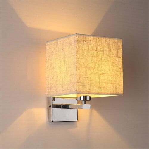 Modern Nordic Style E27 Wall Lamps Stainless Steel Interior Bedroom Fabric Light Reading Study Living Room Decor Luminaire