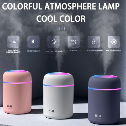 USB Mini Air Humidifier Portable 300ML Humidifier Night Light Essential Oil Diffuser Humidifiers For Home Aromatherapy Diffuser