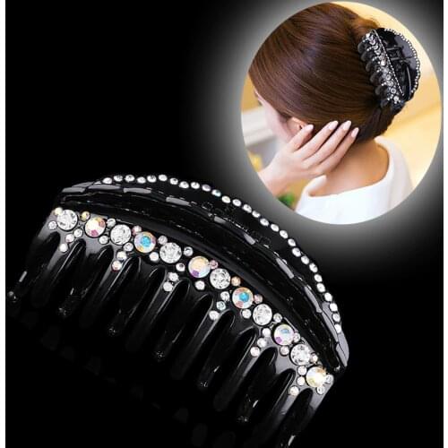 Haimeikang Simple Rhinestone Hairpins Hair Clip Shiny Hair Claws For Women Girl Crab Clips Hair Horsetail Hair Accessories