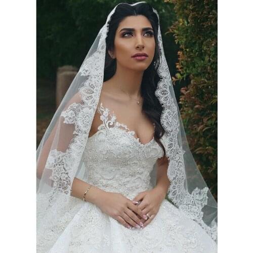 Women Bridal Cathedral Wedding Veils Long Bridal Veil One Layer White Ivory Lace Bride Veils Wedding Accessorie 2020