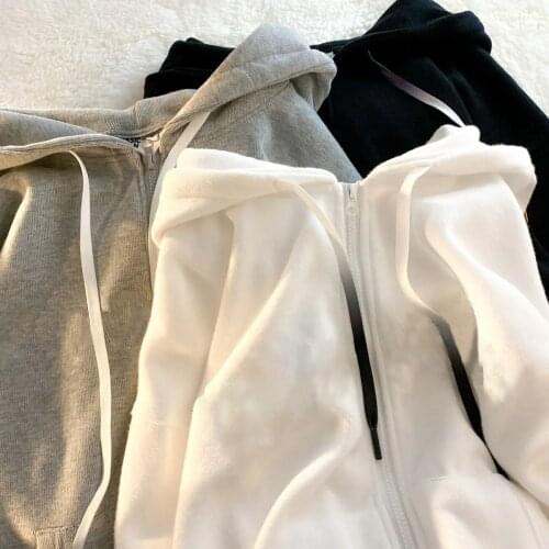 Multiple colour Female Zip Hooded Sweatshirt Winter Jacket Top Oversized Hoodie Retro Pocket Woman Clothes Long Sleeve Pullover