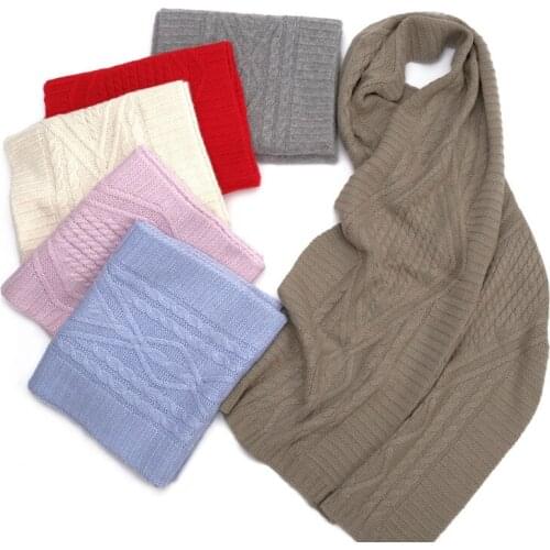 100%goat cashmere twisted knit women new fashion long scarfs shawl pashmina 30x180cm beige white 5color