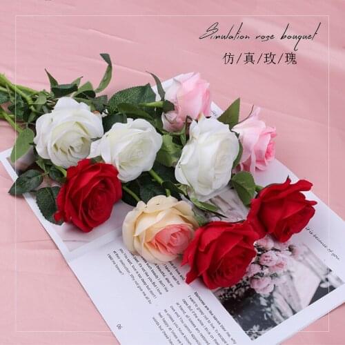 1pc Artificial Rose Flowers Simulation Flannel Flowers Artificial Bouquet Home Party Wedding Party Valentines Day Decoration