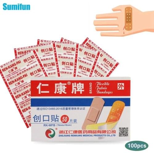 100pcs/2box Breathable Cushion Adhesive Plaster Band-Aids Waterproof Wound Hemostasis Sticker First Aid Bandage Medical Gauze