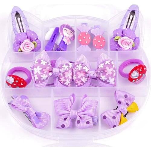 13 Pcs Vogue Baby Girls Headwear Bowknot Floral Star Hair Clasp Clips Barrettes Princess Crown Hair Decoration Gift Set