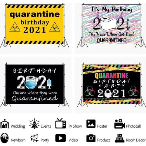 2021 Quarantine Theme Backdrops Photo Background Happy Birthday Party Decorations for Kids Photography Props