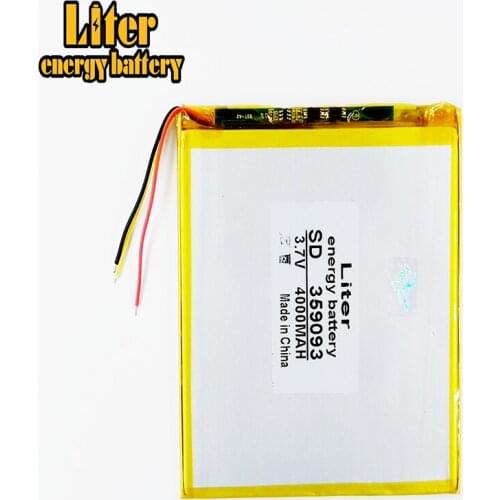 3 line 3.7V 4000mAH 359093 Polymer lithium ion / Li-ion battery for tablet pc power bank cell phone