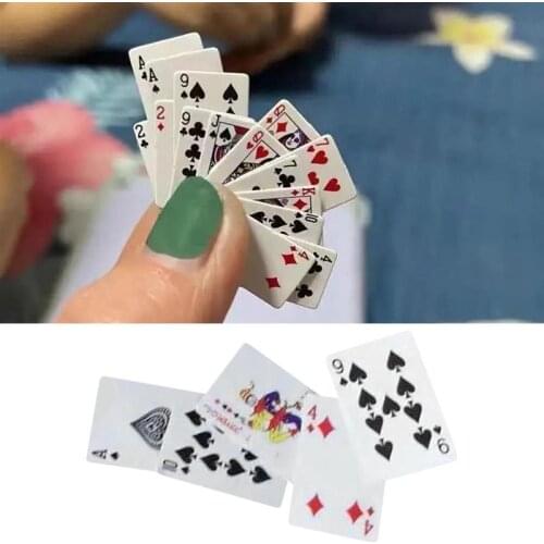 3 Set 54pcs Playing Cards Miniature Games Poker Mini Playing Cards Miniature For Dolls Accessory Home Decoration 10*15mm