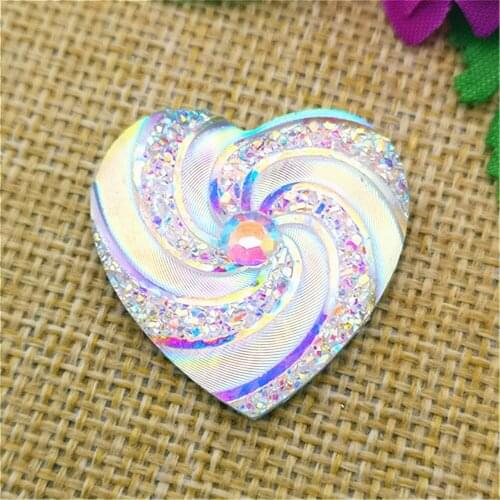 5pcs 30mm Heart Resin Rhinestone Scrapbook Wedding DIY Crafts
