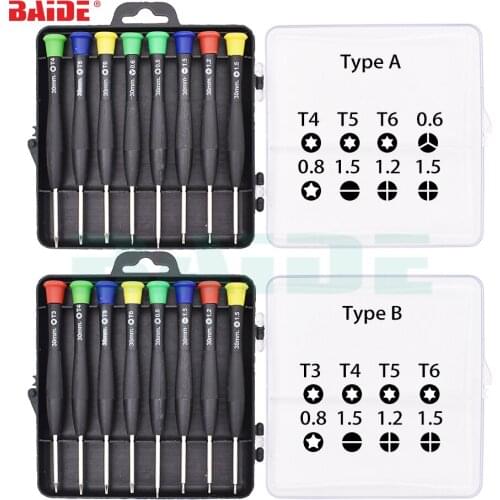 8 in 1 Screwdriver Kit T3 T4 T5 T6 0.8 Pentalobe 1.2 1.5 Phillips 1.2 straight screwdrivers for Cell Phone repair 20 sets