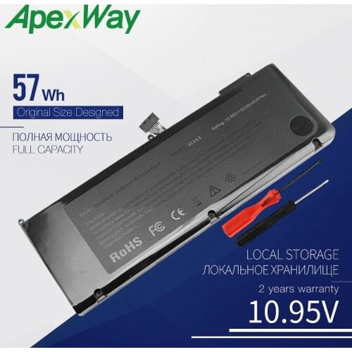 57WH 10.95V Laptop battery for APPLE A1382 A1286 2009 Version For MacBook Pro 15 MC721 MC723 MB985 MB986