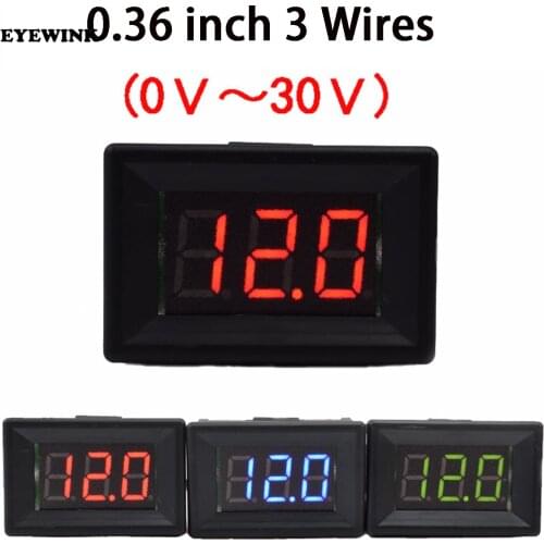 0.36 inch DC 0-30V LED Mini Digital Voltmeter Blue/red/green LED Display Volt Meter Gauge Voltage Panel Meter 3 wires