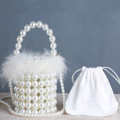 DIY pearl evening bag women money purse ladies white handbag clutch bags for party luxury Wedding shoulder Bag Womens designer