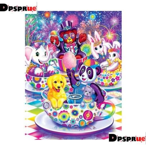 Dpsprue Full Square/Round 5D Diy Diamond Painting Kit Cross Stitch Cartoon Panda Dog 3D Embroidery Mosaic Home Decor For Gift