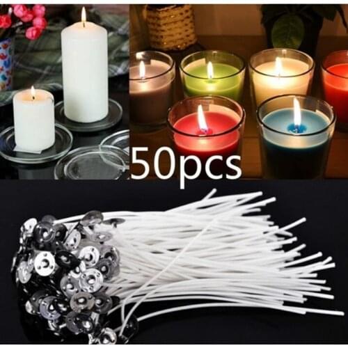DIY Wicks White Cotton Core Candle Waxed Wick with Sustainer for Candle Making Accessories