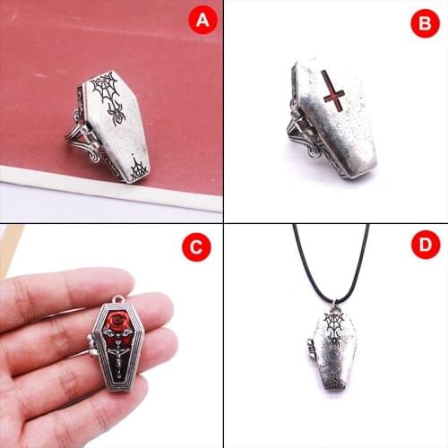 Halloween Gothic Couple Ring Rings Punk Coffin Spider Cross Rings Jewelry