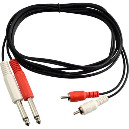 1/4" 2 Dual 6.35mm Mono Male to 2 RCA Male AUX Audio Convertor Adapter Cable 1.8m/3m