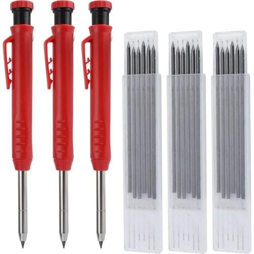 Carpenter Pencils,Solid Carpenter Pencils with Built-in Pencil Sharpener, Mechanical Drawing Pencils for Woodworking