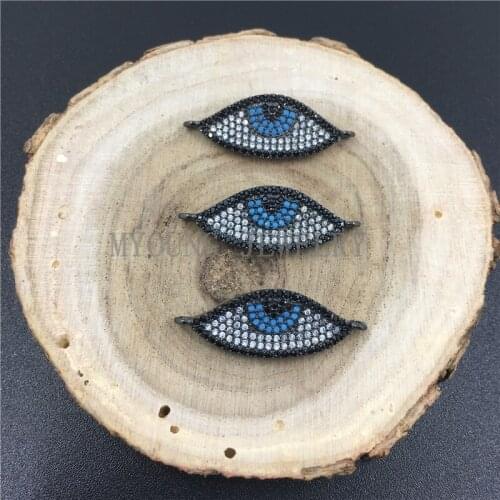 MY0692 Micro Pave Turquoises and Zirconia Connector,Micro Pave Zircon CZ Turkish Evil Eye Pendant For Necklace or Bracelet