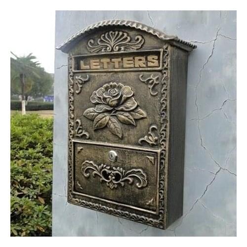 Fashion Vintage Bucket tin Newspaper box Post Letter Box aluminium Garden Decorative mailbox European Bronze cast iron mailbox