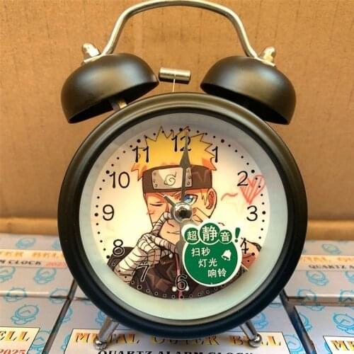 Naruto Anime Cartoons Character Creative Double Bell Ringing Mute Student Bedside Alarm Clock Children Wake-up Alarm