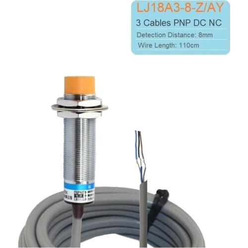 New M18 Inductive Proximity Sensor Switch 3 Cables PNP DC NC Detection Switch LJ18A3-8-Z/AY