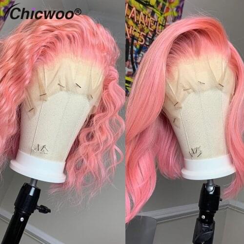 Pink Wig Lace Front Human Hair Wigs For Women 613 Brazilian Hair HD Transparent Water Wave Lace Front Wigs 4x4 Lace Closure Wig