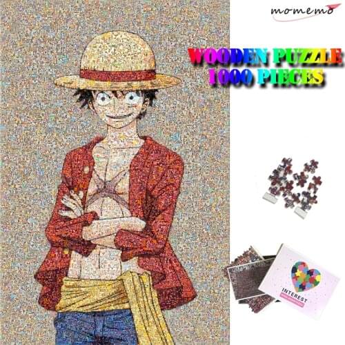 MOMEMO Mosaic Wooden Jigsaw Puzzle 1000 Pieces Adults Puzzle Mosaic ONE PIECE Luffy Cartoon Anime Puzzle 1000 Pieces Kids Toys