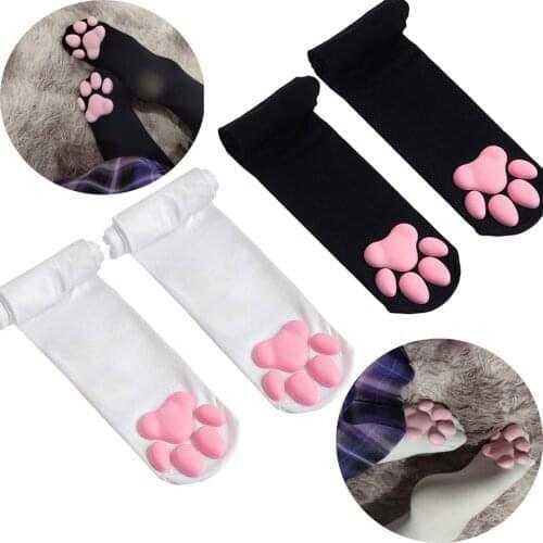 Valentines Gift Cat Paw Pad Socks Girls 60cm Overknee Thigh High Long Stockings Cute Kitten Claw Lolita Cat Maid Cosplay Socks