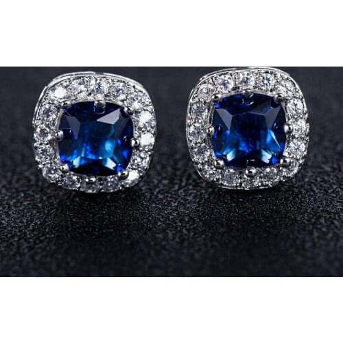 CAOSHI Simple Design Stud Earrings for Women Wedding Engagement Jewelry Two Tone Cubic Zirconia Earrings 4 Colors Available Bulk