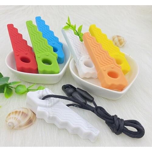 Silicone Zigzag Shaped Necklace Baby Silicone Teether Sensory Chewy Molar Pendant for ADHD Kids Gift Toys