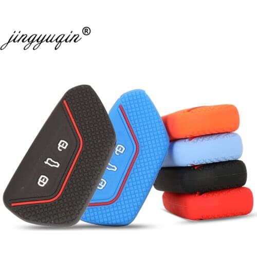 Jingyuqin Silicone Car Styling Key Cover Shell fob For VW Volkswagen Golf 8 Mk8 Skoda 2020 2021 3BT Rubber Protect Auto Key Case