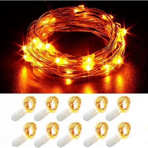 10pcs/lot 1M 2M Led String Light Copper Wire battery Christmas Light for Garland Holiday Fairy Wedding Party Christmas Decoratio