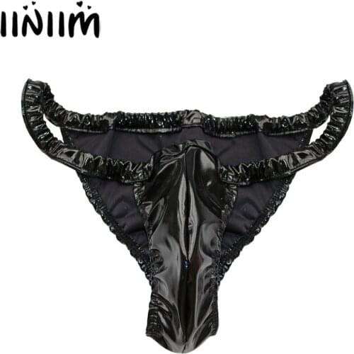 Hot Sexy Mens Spandex & Latex Rubber Briefs Slip Hommes Underwear Underpants Gay Jockstraps Sexy Panties for Men