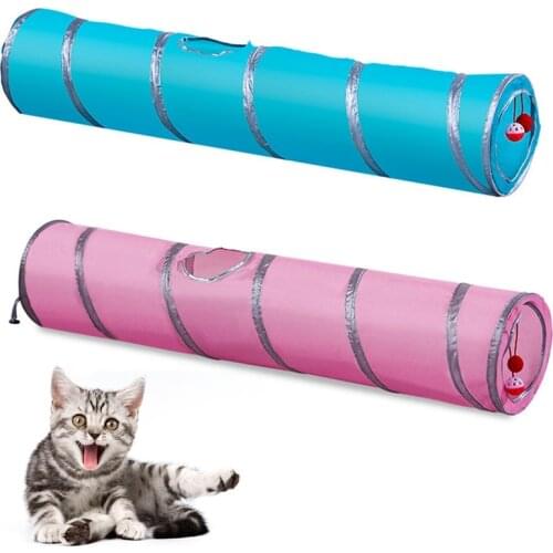 Foldable Cat Tunnel Toy Pet Tube Collapsible Kitten Cat Toys Puzzle Exercising Hiding Training Pet Toys For Cats 120cm Long
