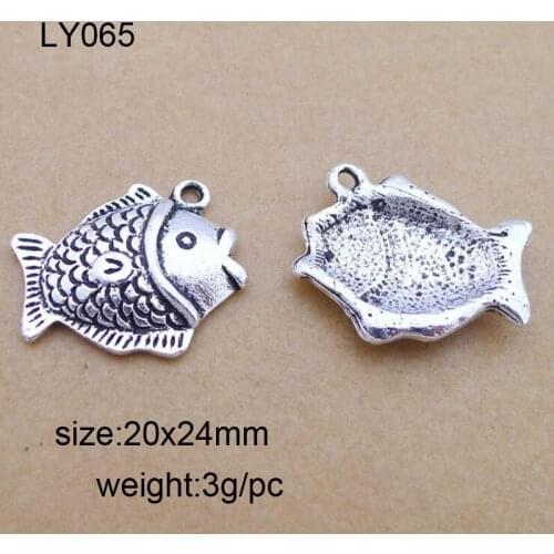 25pcs 20*24mm Tibetan Silver Fish Charm Pendant Findings Accessories DIY Vintage Choker Necklace