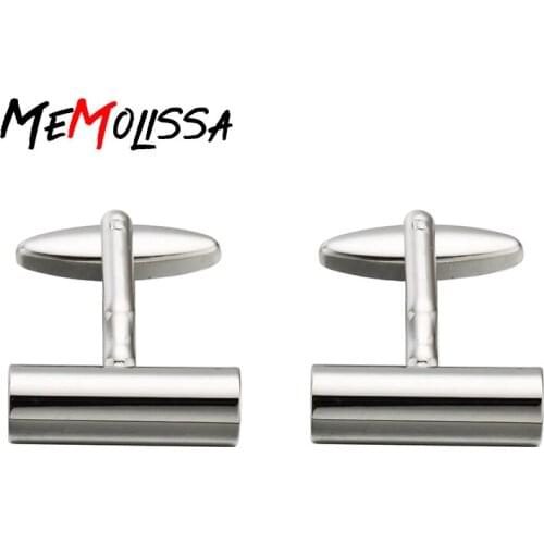 MeMolissa New Silver Cylinder Cufflinks Simple Solid Color Mens Business Cufflinks Wedding Male Cufflink Christmas Gift for Men