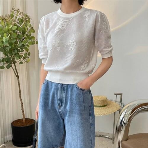 2021 New Summer Fashion Female T-shirt Round Neck Print Loose High Quality Women Tee Cotton Casual Elegant Ladies Tops T182