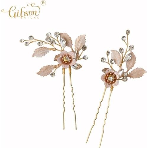 Bridesmaid Headdress Rhinestone Leaves Hair Fork Wedding Hair Pin Jewelry Bridal Accessories