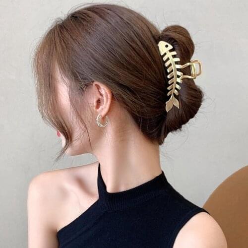 2021 New Women Elegant Fish Bone Geometric Metal Hair Claw Vintage Hair Clips Headband Hairpin Fashion Hair Accessories