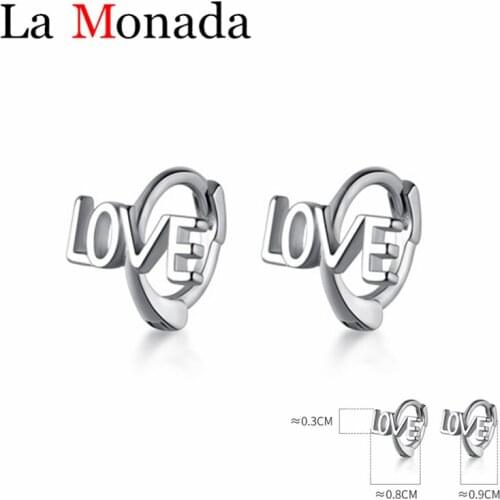 100% 925 Sterling Silver Simple Love Letter Small Mini Hoop Earrings For Girl Kids Birthday Round Circle Fine Jewelry 2020 Desig