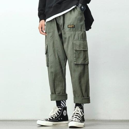 2021 Men Harajuku Korean Baggy Cargo Pants Autumn Mens Pocket Casual Japanese Streetwear Pants Vintage Wide Leg Trousers