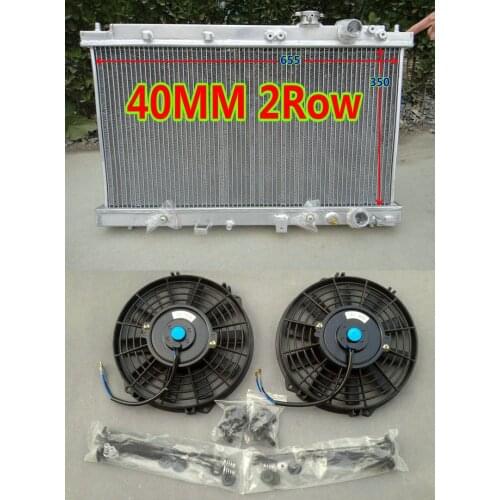 40mm Racing Aluminum Radiator & 2 FANS FOR 1994-2001 Honda Integra Acura DC2 B18 LS/GS/GS-R/Type-R 1.8L I4 AT/MT 2 Row 95 96 97