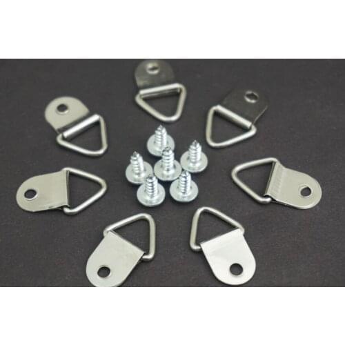 50 PCS/Lot Wholesale universal Strong Golden D Rings Decor Picture Frames Hanger Hooks Hanging Triangle & 100 Screws